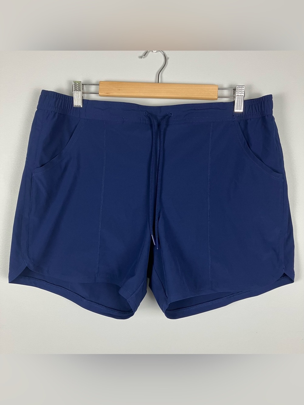 Lands End Swim Board Shorts Women’s 16 Navy Blue Built In Liner Beach Pool